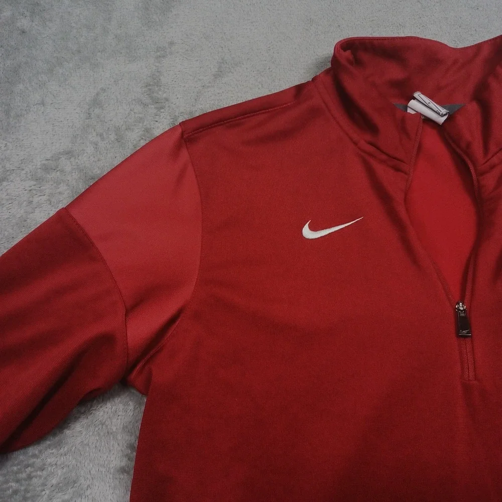 Oklahoma Sooners Sweater Mens Small Red Nike 1/4 ZIp‎ Pullover Dri Fit